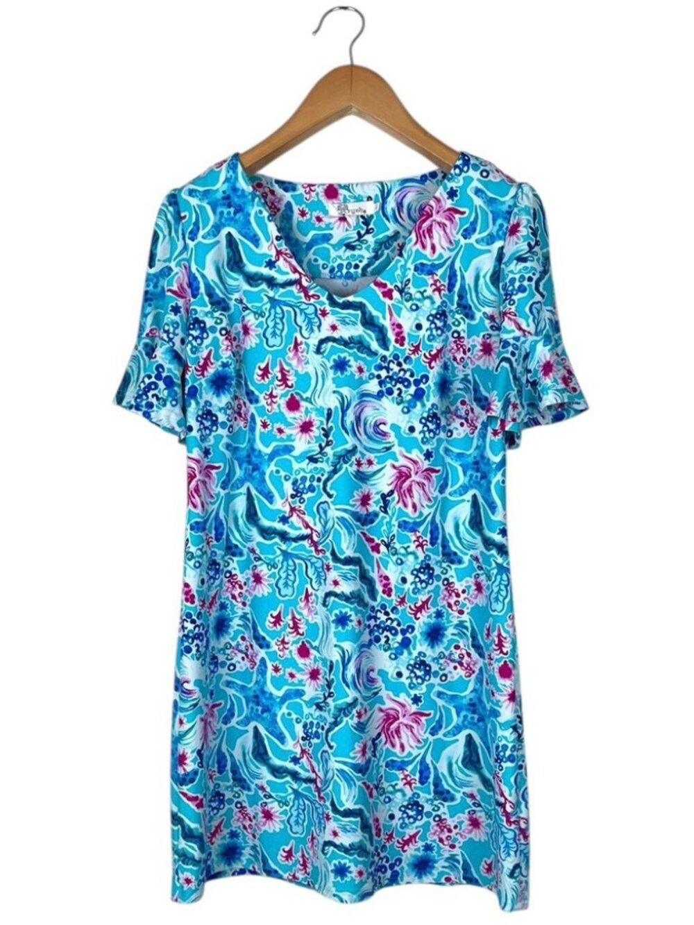Aryeh Women’s Size Large Starfish Blue Short Sleeve Dress Anthropologie Beach